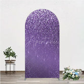 Aperturee - Aperturee Purple Glitter Sparkle Arch Backdrop for Birthday or Wedding Glam Bling Effect Sweet 16 Party Photo Booth